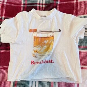 White Graphic Tee Cutoff